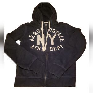 Aeropostale Women’s Small Petite Full-Zip Hoodie Sweatshirt Casual NAVY BLACK